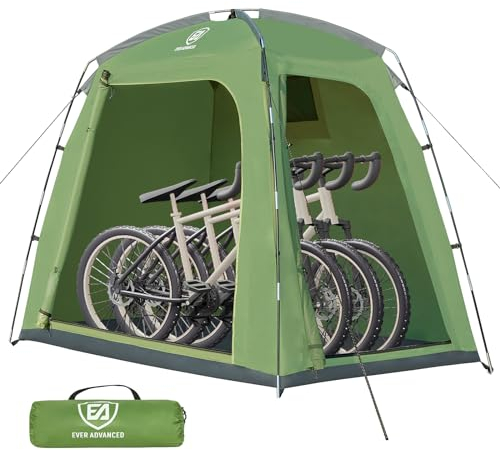 EVER ADVANCED Fahrradzelt für 2-3 Fahrräder, Fahhrradgarage 200x120x165cm, PU 4000MM Wasserdicht Gerätezelt für Fahrräder, Motorräder, Gartenwerkzeuge, Tragbarer Kompakter Fahrradschuppen für Freien