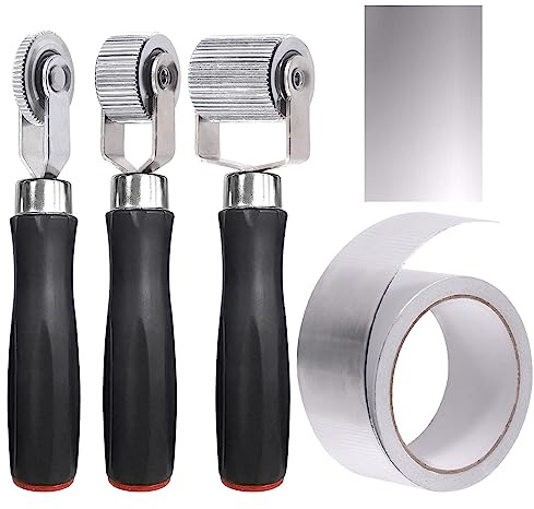 Swpeet 4Pcs 3Sizes Car Sound Deadening Roller Set, 6mm 20mm 40mm Metall Auto Noise Roller Installation Tool Seam Roller mit 66 Feet Aluminiumfolie Band Finishing Dichtungsband für Auto Sound Deadener