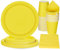 PARTY GO 96 piezas de vajilla para 24 invitados con platos de papel, vasos y servilletas, decoración de cumpleaños amarillo