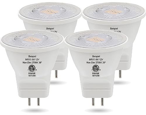 Beispiel MR11 Gu4.0 Bi-pin LED Light Bulb 4W 12VAC/DC Warm White 2700K for Outdoor Landscape Lighting Recessed Track Lights, Pack of 4
