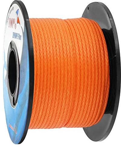 emma kites 100% UHMWPE Braided Cord 100Ft High Strength Low Stretch Utility Cord Guy Ropes 2.0mm for Tent Guyline Tarp Hammock Ridgeline 1000Lb, Orange