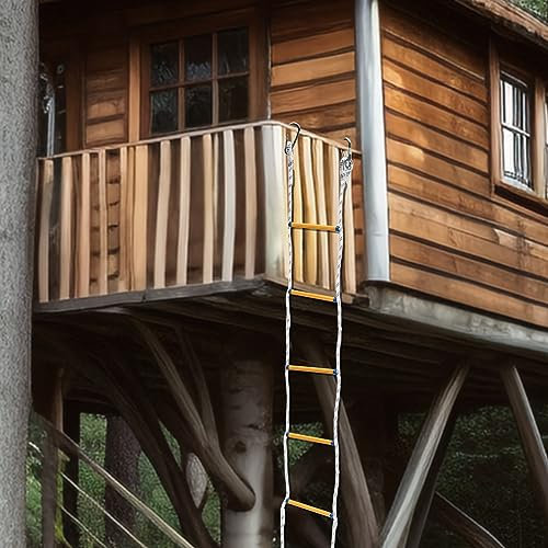 Strickleiter Bootsleiter Schlauchboot Leiter Strickleiter Boot Feuerleiter mit 2 Karabiner, Strickleiter Erwachsene Rettungsleiter Für Feuerleitern und Balkon, Maximale Tragfähigkeit 200KG (6M)