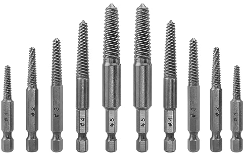 Bestgle schraubenausdreher set 10 stück screw extractor set 6.35mm schaft schrauben ausdrehwerkzeug für abisolierte gebrochene beschädigte schrauben