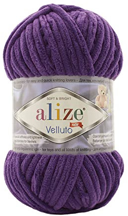 Alize Velluto 100% MicroPolyester Baby Deckengarn Lot of 5 skn 340m 500g Yarn Weight: Super Bulky (Lila 44)