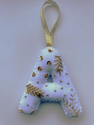 Handmade felt Christmas decorations Christmas tree ornaments personalised name initials (A)