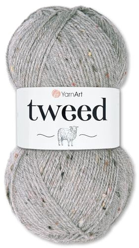 Frida's Wollhaus YarnArt 100 g Tweed Wintergarn Trachtengarn Wolle Stricken Häkeln 10 Farben (226 | Grau)