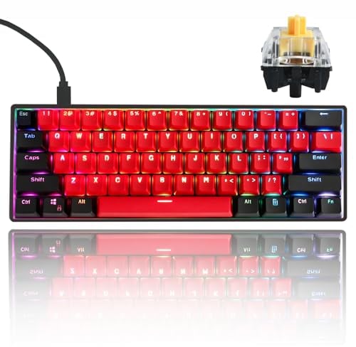 SOLIDEE 60% Wired Mechanical Gaming Keyboard,RGB Backlit Anti Ghosting NKRO keyboards,Progammable Macro Keys,61 Keys Hot Swappable Keyboard with Type-C Cable for PS4(Gateron Optical Yellow,61 Milan)