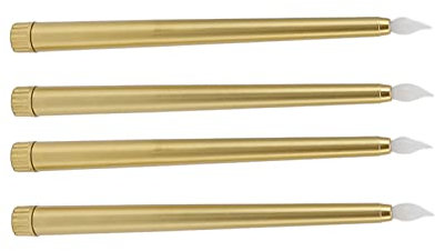 LED-Kerzen, 4 Stück, LED-Kerzen, Rauchfrei, Flammenlos, Sicher, Umweltfreundlich, Warmes Licht, Elektrische LED-Stabkerze (GOLD)