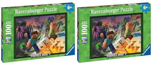 Ravensburger Monster Minecraft Jigsaw Puzzles for Kids Age 6 Years Up - 100 Pieces XXL - Toys for Children (Pack of 2)