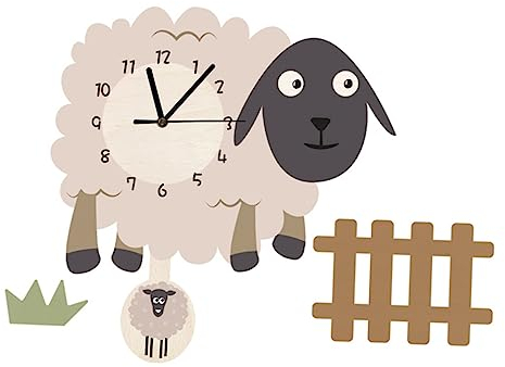 PRETYZOOM Kinderzimmer Lieblings Schaf Wanduhr Entzückende Dekorative Künstlerische Uhr