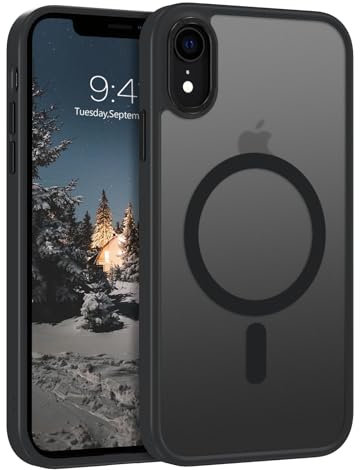 GaoBao Magnetic Designed for iPhone XR Phone Cases, Fashion Slim Fit iPhone XR Case, [Compatible with MagSafe] Shockproof Translucent Matte Protective Case Cover for iPhone XR 6.1 Inch, Black