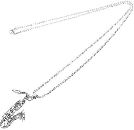 WRITWAA Saxophon AnhäNger Halskette FüR Frauen, Edelstahl Musik Schmuck, Hip-Hop Rock Stil, Silber, Perfekt FüR Musikliebhaber Und Alltag