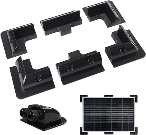 Baotkere Soporte de montaje de panel solar ABS, 7 piezas, kit de protección de esquina con glándula de entrada de cable, uso en el techo del apartamento de la casa, parte superior del edificio, pared
