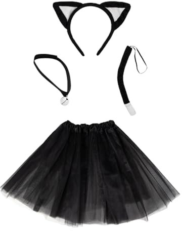 Funidelia | Cat Costume Accessory kit for Woman Animals, Kitten - Costume for Adults Accessory Fancy Dress & Props for Halloween, Carnival & Parties - Black