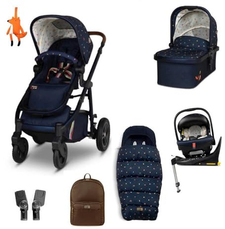 Cosatto 3 in 1 Travel System, Wow 3 - Birth to 25kg, Duo Direction Compact Fold, Carrycot, Seat Unit, ADAC Tested iSize Car Seat, Rotating ISOFIX Base, Adapters, Footmuff & Backpack (Doodle Days)