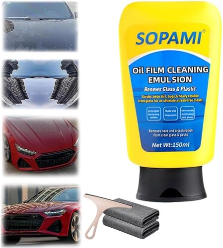 Vgpbphj Emulsión de limpieza de película de aceite automático, limpiador de cristales Nano-Tech, limpiador de ventanas de coche para parabrisas, limpieza de ventanas, espejos y más (1 unidad)