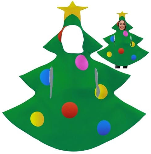 Haowul Costume Albero di Natale per Adulti, Vestito in Maschera Albero di Natale Verde, Costumi di Natale, Accessori per Feste Cosplay per Donne E Uomini