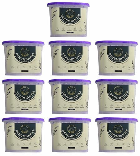 10 Pack – 600ml Lavender Scented Dehumidifiers Disposable – Moisture Absorber, Damp Absorber, Condensation Absorbers Dehumidifiers for Home, Kitchen, Bedroom, Office, Garage, Bathroom & Basement.