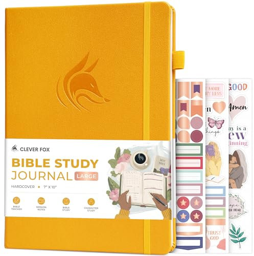 Clever Fox Tagebuch für Bibelstudium, Kirchennotizen, Notizbuch, Notiz- und Tagebuch-Set, religiöse Geschenke und Zubehör (bernsteinfarben, kleiner als A4 (17,8 x 25,4 cm)