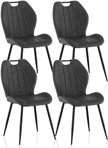 ZBAOLTO Esszimmerstühle 4er Set Kunstleder, Stühle esszimmer Küchenstuhl Polsterstuhl Wohnzimmerstuhl mit Rückenlehne Metallbeine, Stühle essstühle für Esszimmer Wohnzimmer Küche Schlafzimmer, Grau