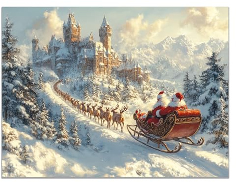 BOHUO Rot-weiße Weihnachts-Leinwandkunst, Schnee, Winter, abstraktes Weihnachtsbild, Schnee, Winterlandschaft, Dekoration, Schlafzimmer, Gemälde, Heimdekoration, 70 x 100 cm, ungerahmt