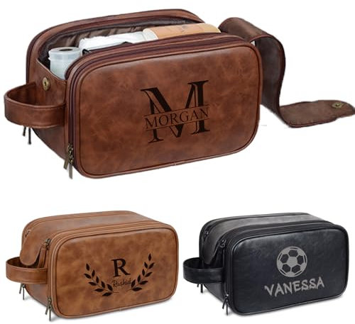 Flycalf Trousse de toilette personnalisée pour homme, Double fermeture éclair