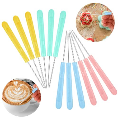 Yuanchu 12 Stück Tortendekorationsnadel, Edelstahl Zucker Rührnadel Kuchen Dekorieren Werkzeug Set Keks Scriber Nadeln Anreißnadeln Modellierwerkzeug DIY Backwerkzeug Set für Kekse Kuchen Fondant