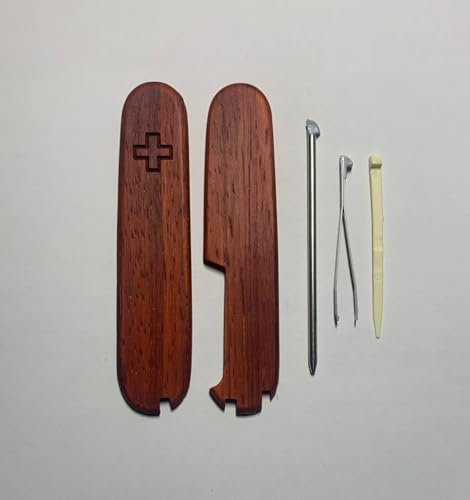 Replacement Covers For Victorinox Scales Plus 91mm Natural Rosewood Handles With Toothpick Tweezers And Ballpoint Pen