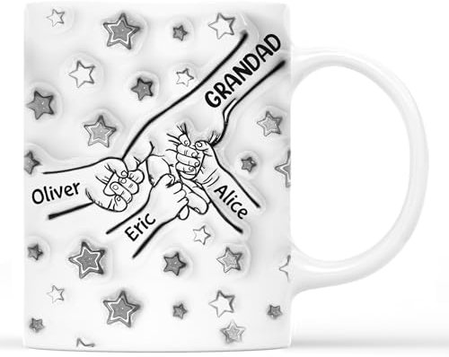 Personal Chic Personalised Mug Grandad, Daddy Holding Hands - Personalised Gifts, Daddy Mug, Grandad Personalised Gifts, Dad Gifts from Kids (Model #3)