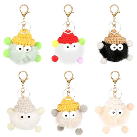 GOSHIES Niedlich Weicher Plüsch Auto Schlüsselanhänger 6 Stück mit Süß Plush Keychain