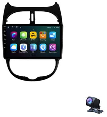 9 Pulgadas Android 13 Radio Coche para Peugeot 206 1998-2012 con Android Auto/Carplay GPS WIFI/4G Bluetooth Radio FM Pantalla Dividida USB SWC GPS Coche Navegador(8+128G)