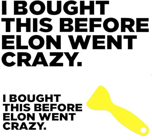 I BOUGHT THIS BEFORE ELON WENT CRAZY - Lustiger Auto Aufkleber,Wetterfester Sticker mit Kunststoff Spachtel,Vinyl Sticker,Schriftzug in Schwarz,ca. 11,5x5,5cm,Geeignet für Autoscheiben oder Lack