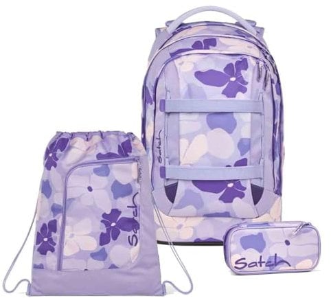 Satch Pack Schulrucksack Set 3tlg. inkl. Schlamperbox und Sportbeutel (Lilac Blossom)