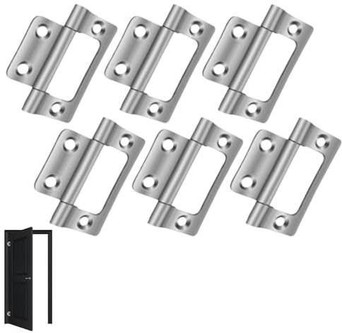 DtgEcd 6 Pack Modern Black Iron Flush Mount Hinges for Cupboard Doors, Cabinet Hinges, Heavy-Duty, Easy to Install
