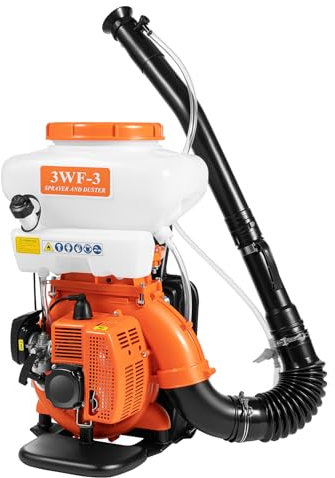 14L Benzin Motorsprüher Rückenspritrze 2-Takt 41.5CC,Düngestreuer Unkrautvernichter Dünger Sprühdünger Garten Pflanzesprüher,12 m Jet Range,3 Sprührohre
