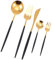 VINTORKY 1 Juego De 5 Piezas cubiertos de acero inoxidable talheres aco inocidavel set de cubiertos Set cuchillo tenedor cuchara comida utensils kit de vajilla suministros de cocina Black
