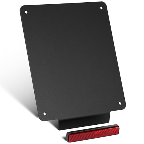 Evermotor Motorrad Kennzeichenhalter mit Reflektor, Sicherer Halt | mit 108mm 30°Reflektor Hinten, 180×200mm Universal 3mm Aluminium, Leicht, Vibrationsfest, für Motorrad, Roller, Moped, ATV