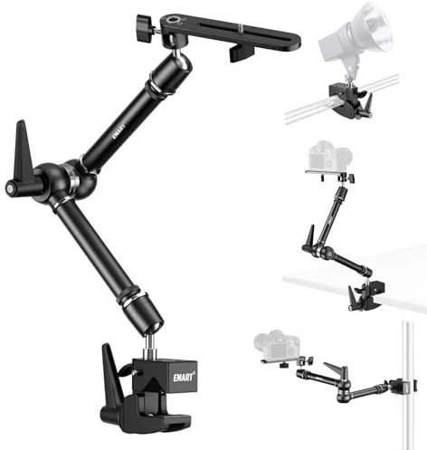 EMART 20 Heavy Duty Magic Arm Camera Mount with Super Clamp/Platform | Camera Mounts & Clamps with 360° Dual Ball Head, 1/4 & 3/8 Screw and 5/8 Stud Adapter for Flash/LED Light, Monitor,Softbox