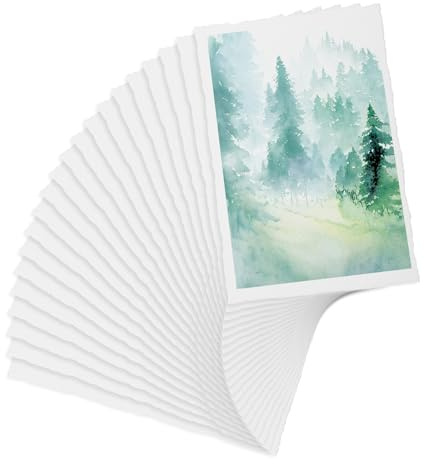 Lot de 20 feuilles de papier vergé artisanal, grain de papier aquarelle, papier coton texturé, épais pour cartes de vœux, bricolage, peintures, lettres, invitations, dessin, 13 x 18 cm