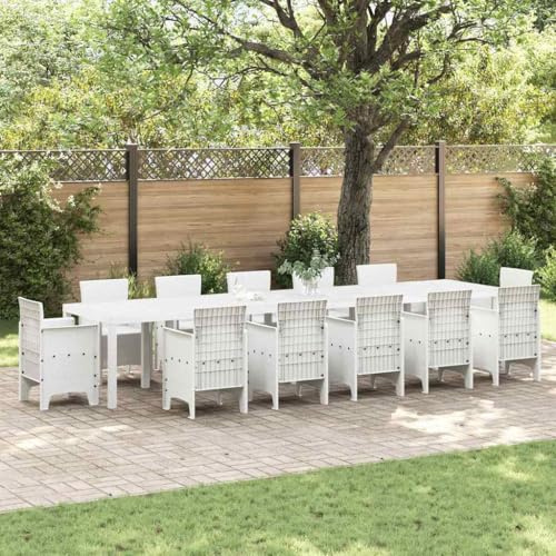 WSJHUHK Gartentisch, weiß, 400 x 100 x 73 cm, Poly-Rattan-Möbel, Outdoor-Möbel, Outdoor-Tische
