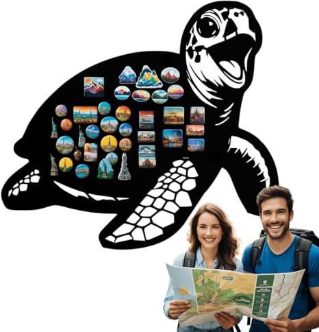 Anwicar Tableau Magnétique tortue Noir 56x65 cm | Tableau en acier pour aimants, notes et marqueurs craie; surface effaçable et kit de montage mural inclus