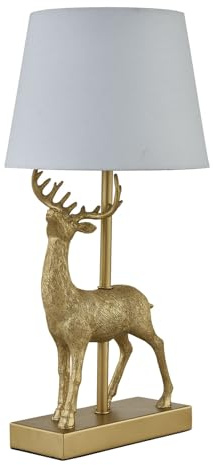 firstchoicelighting Grace - Gold Stag Table Lamp with White Shade