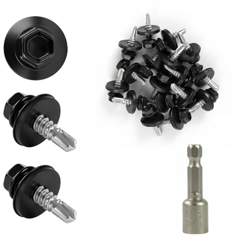 DTLLCZP 200 uds Tornillos para Chapa Trapezoidal 4,8 x 19 mm Tornillos de Techo Pintados, Cabeza Hexagonal Cincados Autorroscantes con Arandelas de EPDM (Gris-RAL 7016)