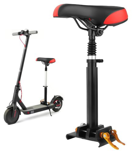 RVUEM Verstellbarer E-Scooter-Sitz für Erwachsene – Passt auf 14-15,8 cm breite Scooter mit gebogenen Kanten, Ergonomisches PU-Polster, Stabile Aluminium-Stange, Höhenverstellbar, Langlebig