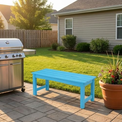 BIXUYOU 2-Personen-Terrassenbank ohne Rückenlehne,Gartenbank, Allwetter-Terrassenbank, wetterfeste Gartenbank, die Niemals verrottet und verblasst, für Garten, Veranda, Hinterhof und Park