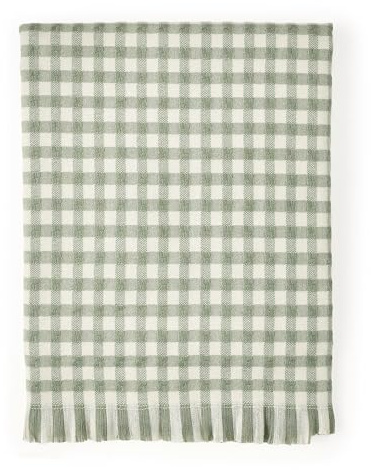 CREVENT Landhaus-Stil Boho Strickdecke für Couch Sofa Sessel Bett Wohnzimmer Dekoration, Weich Warm Gemütlich Leichtgewicht für Frühling Sommer Herbst - 127x152 cm Karo Grün
