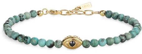COAI Kristallarmband mit Augenanhänger für Damen，4 mm facettierte Perlenarmband für Frauen