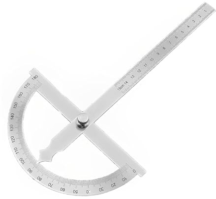 Goniometro angolare in acciaio inox 0-180° con 15cm Righello Girevole Goniometro di Precisione Con Vite Di Blocco Metallo Per Scuola Falegnameria Fai Da Te Disegno Lavoro