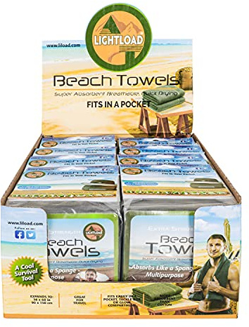 Das Strandtuch, das in Ihre Tasche passt, extra Stark, biologisch abbaubar, wiederverwendbar, nur 128 Gramm, saugfähig, schnell trocknend, antibakteriell-12 Stück Geschenkbox 90x150cm Lightload Towels