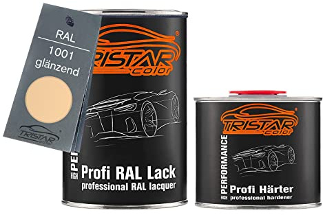TRISTARcolor RAL 1001 Beige glänzend Lack Dose + Härter 1,5 L | 2K-Set aus Lack + Härter, schnelltrocknend